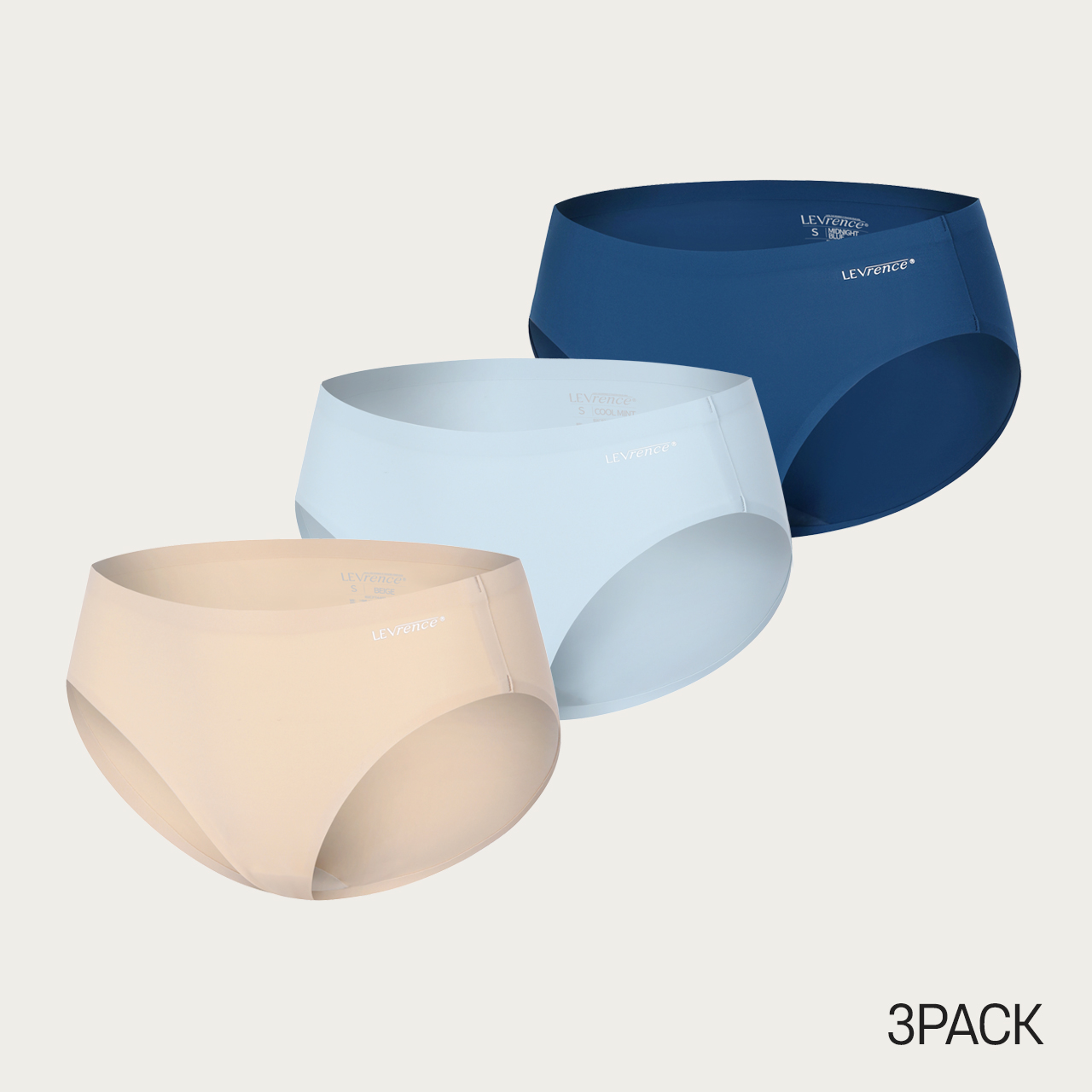[3 Pack] 레브렌스 스탠다드 컨투어업 심리스 노라인 팬티 - 상품 이미지