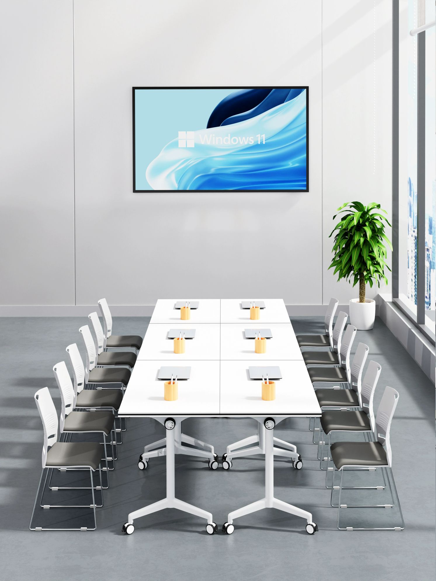 접이식 책상 미팅 탁자 회의실 대형 바퀴달린 강당용 1200 x 600x750mm - 상세 이미지 2