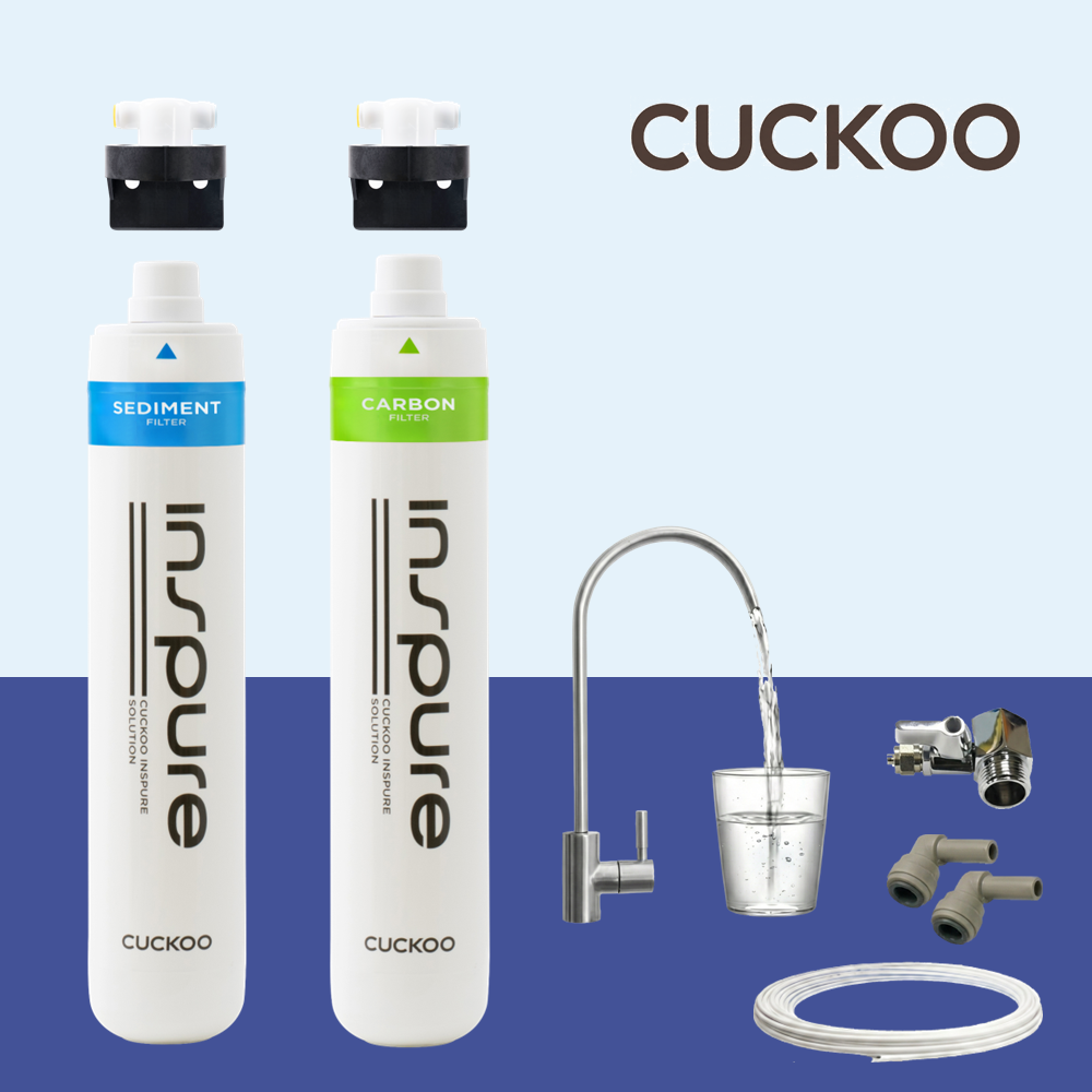 쿠쿠 언더싱크 직수 정수기 싱크대 집중솔루션 듀얼필터 설치세트 (세디먼트+카본) 제품 이미지