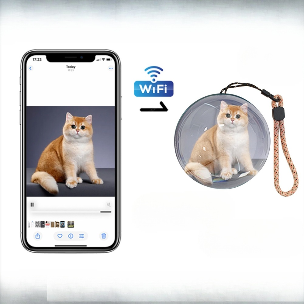 소울메모리볼 추억보관 영상 WiFi 무선 연결 스마트 디지털 액자 투명 수정구슬 휴대 - 상품 이미지
