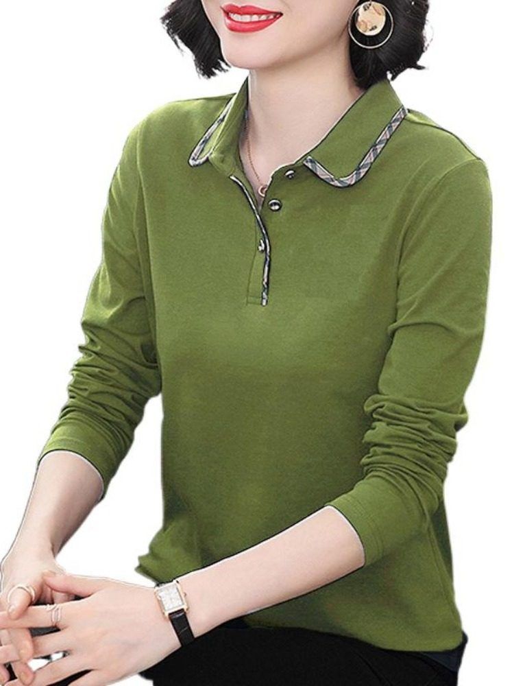 티셔츠 긴팔티 카라 기본 엄마옷 여성 중년 빅사이즈 - 상세 이미지 5