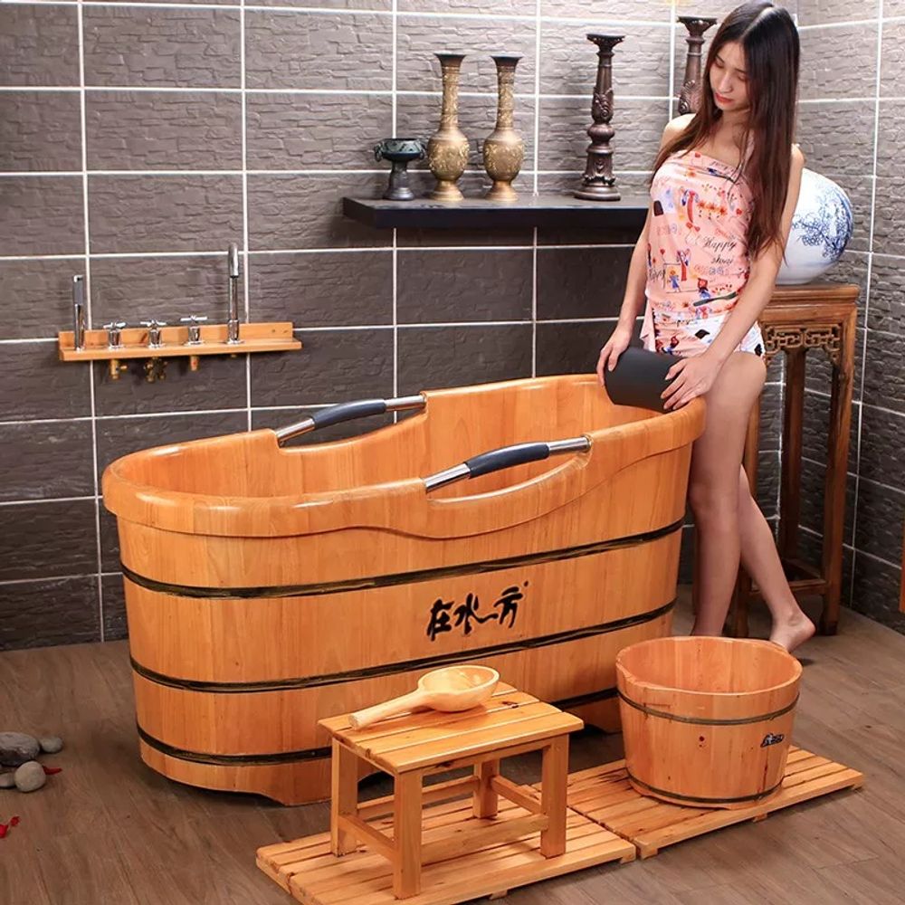 편백나무 욕조 반신욕 간이 폭 히노끼 90x60x65cm(가로 사 A. 1.0m 패키지 1 - 상세 이미지 4