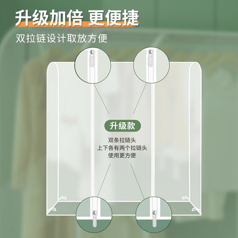 옷커버 옷보관 가림막 코트 옷 패딩 세탁소 가리개 옷장 행거커버 60cmx50cmx150cm 투명 - 상세 이미지 4