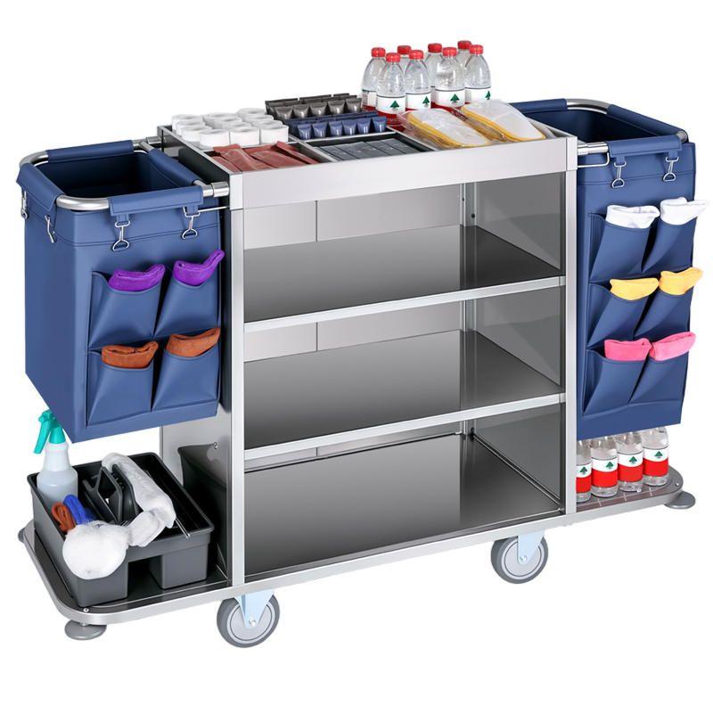 호텔 린넨 카트 객실 수레 청소 이동식 세탁물 트롤리 5인치 휠 - 상세 이미지 3