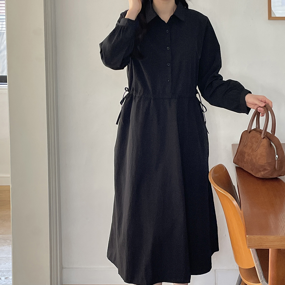 루즈핏 나일론 바스락 셔츠 원피스 아노락 롱 원피스 맥시 a라인 여성 가을 데일리룩 이미지 8