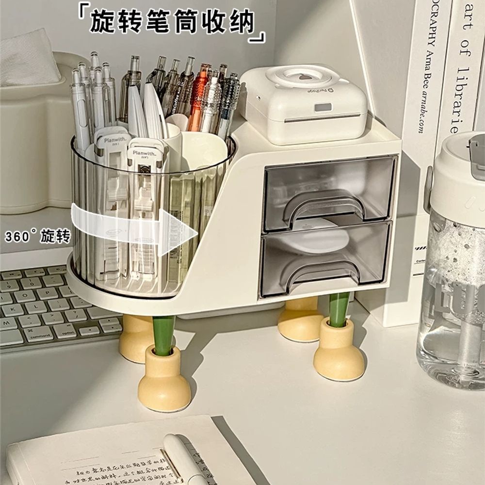 투명필통 회전식 학생필통 용품 필통 사무실 메쉬 책상필통 - 상세 이미지 2