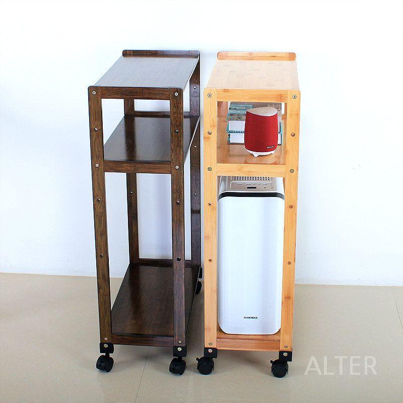 데스크탑 선반 컴퓨터 프레임 트롤리 본체 2단 월넛 폭 52cm 2단 프레임 - 상세 이미지 3