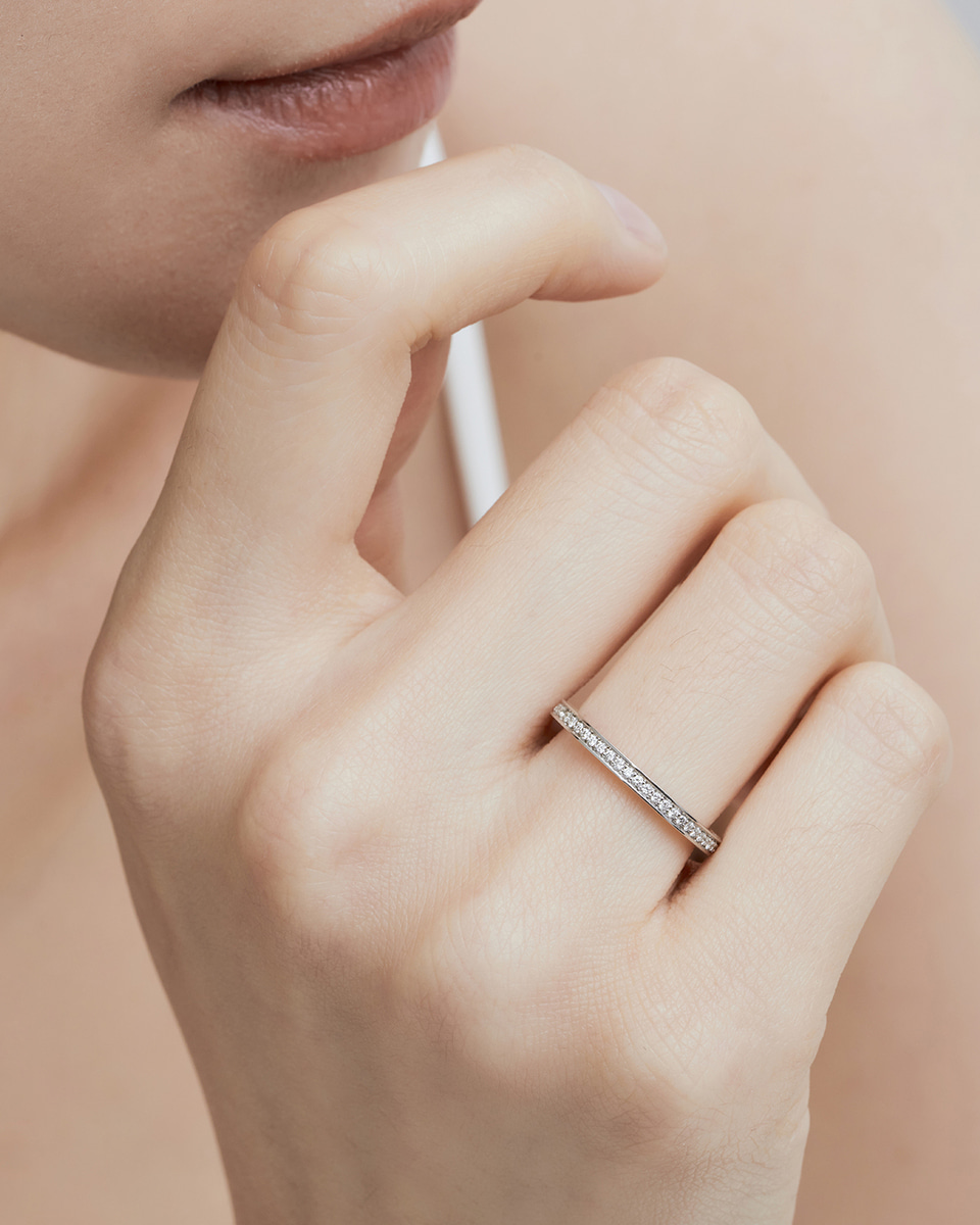 [파플] 1.0mm 브라이트컷 랩다이아몬드 이터니티 반지 14K 18K - 상세 이미지 5