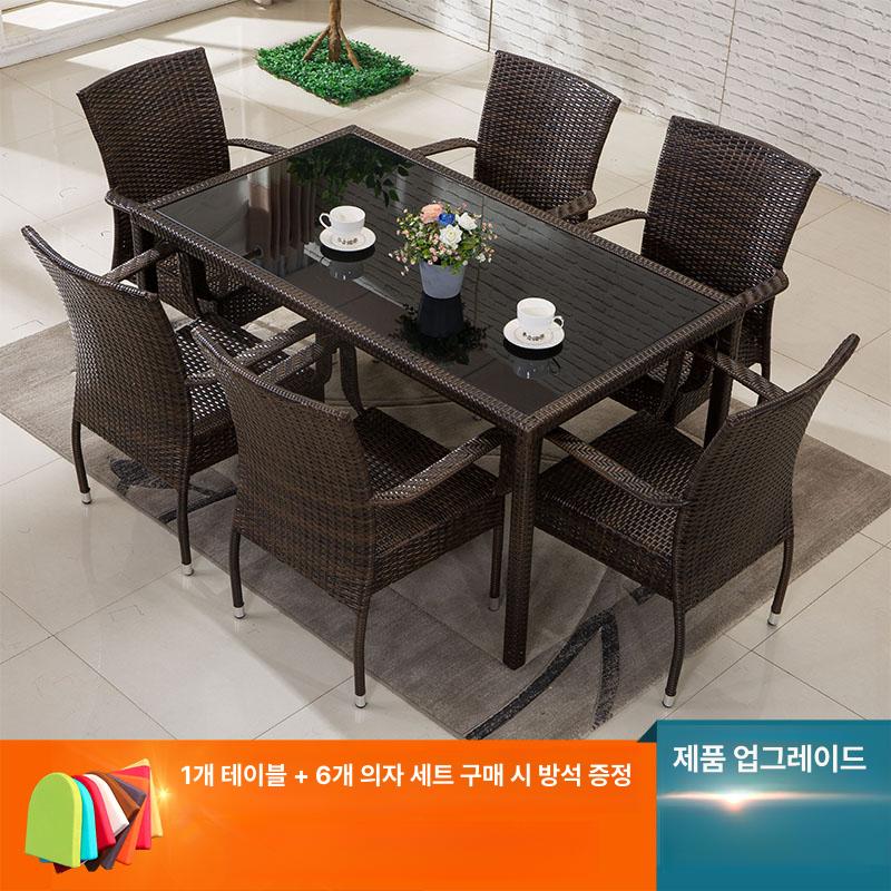 야외 테이블 옥상 철제 피크닉 간이 라탄 베란다 편의점 이중층 사각테이블 4인용 - 상세 이미지 2