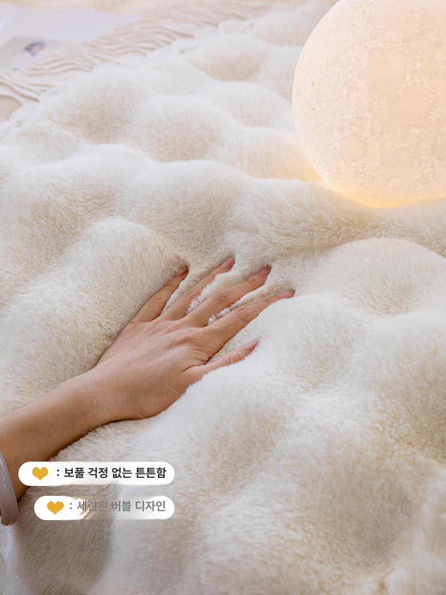 소파 커버 초극세사 크림화이트 덮개 모피 카우치 북유럽 오트밀 래빗 플러시 A 180 싱글 소파용 - 상세 이미지 4