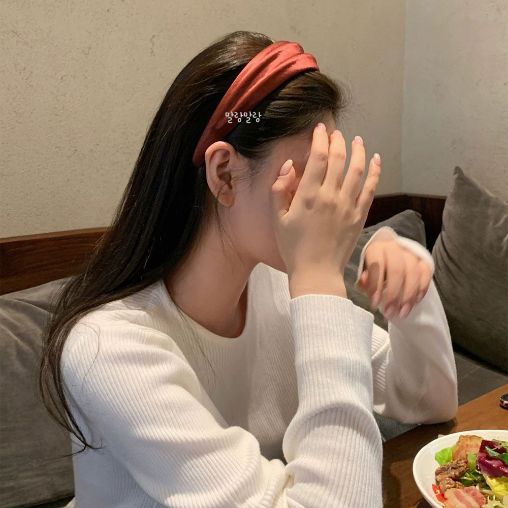볼륨 와이드 새틴 빅 헤어밴드 고급 광택 포인트 넓은 머리띠 - 상세 이미지 5