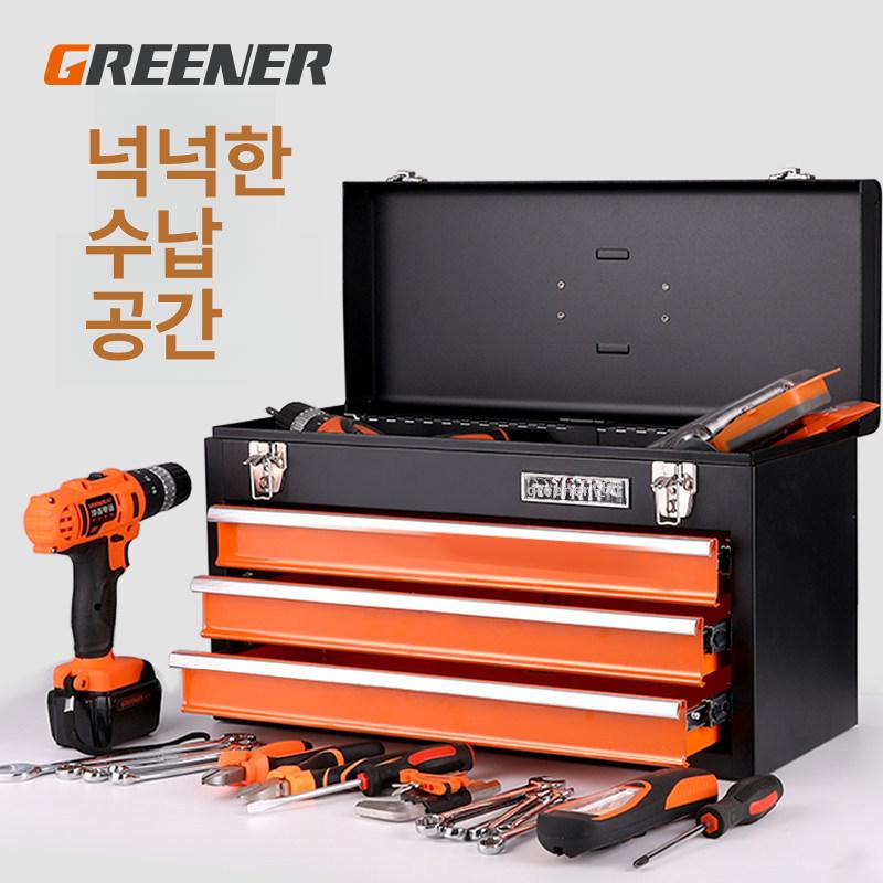 철제 휴대용 수납함 전기공사용 철재 도구 보관함 3단 서랍 공구함 - 상세 이미지 3