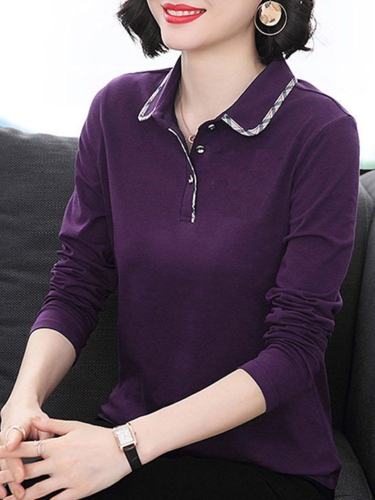 티셔츠 긴팔티 카라 기본 엄마옷 여성 중년 빅사이즈 - 상세 이미지 2