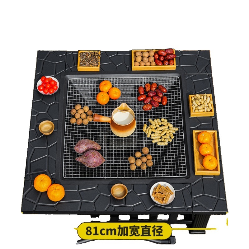야외 화로 테이블 화로대 마당 캠핑 원형 대형 철제 감성 숯불 접이식 두꺼운 탁상용 벽난로 테두리 (덮개X) - 상세 이미지 2