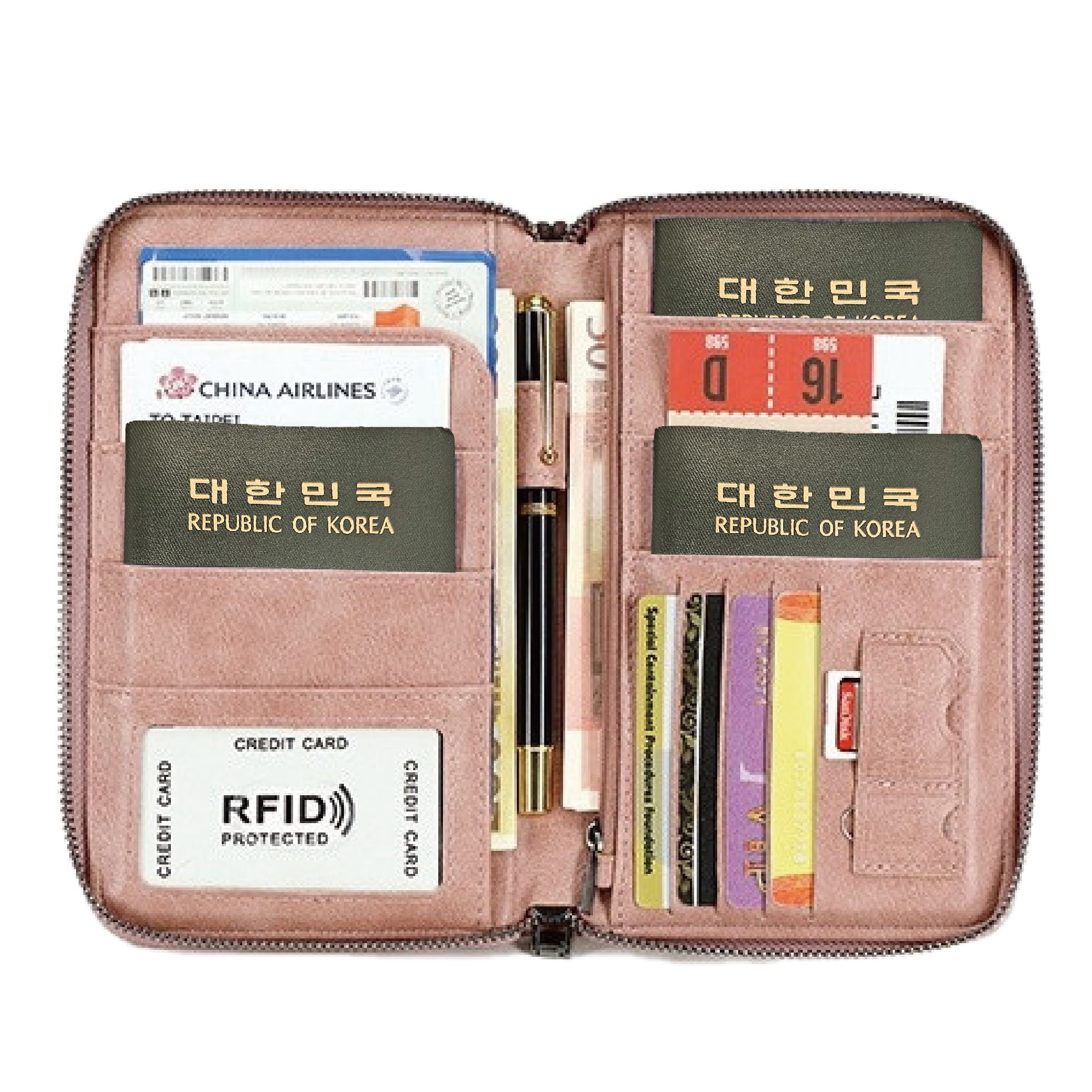 rfid 차단 지갑 여권 케이스 안티스키밍 가족 여행용 지폐지갑 이미지 4