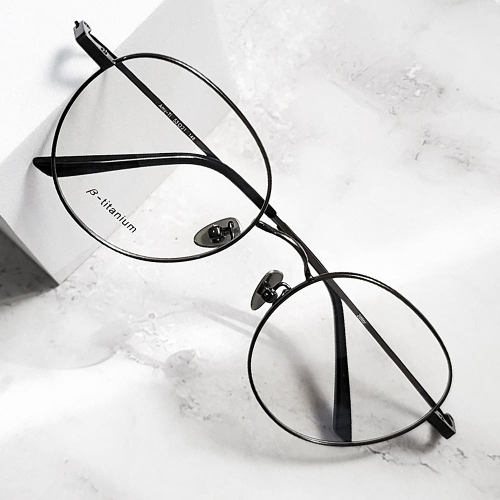 블루라이트 차단 안경 티타늄 가벼운 빅 오버 사이즈 실버 금테 안경테 제품 이미지
