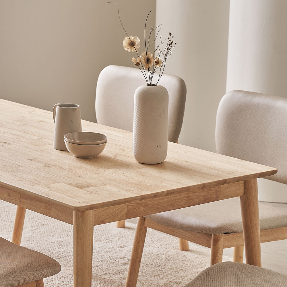 장인가구 칸토르모노 패밀리 원목 낮은식탁 6인 식탁세트 1800 테이블 의자3 벤치1