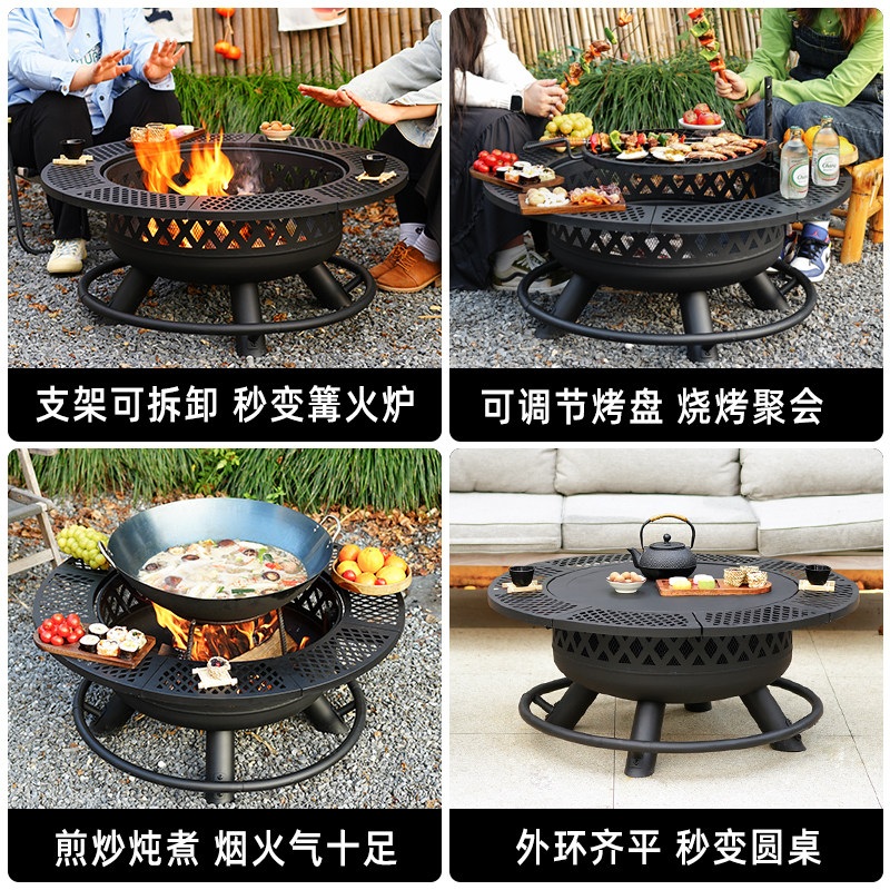 캠핑 화로대 장작 중형 접이식 휴대용 가정용 그릴 개인 바베큐 바베큐그릴 36인치 벽난로 테이블 - 상세 이미지 5