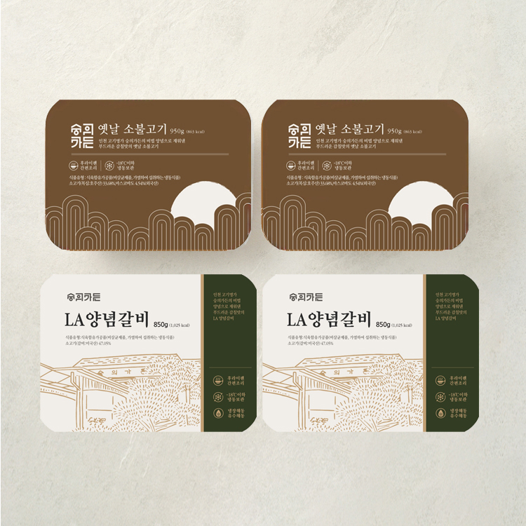 [숭의가든] 옛날 소 불고기 2팩 + LA 양념갈비 2팩 - 상품 이미지