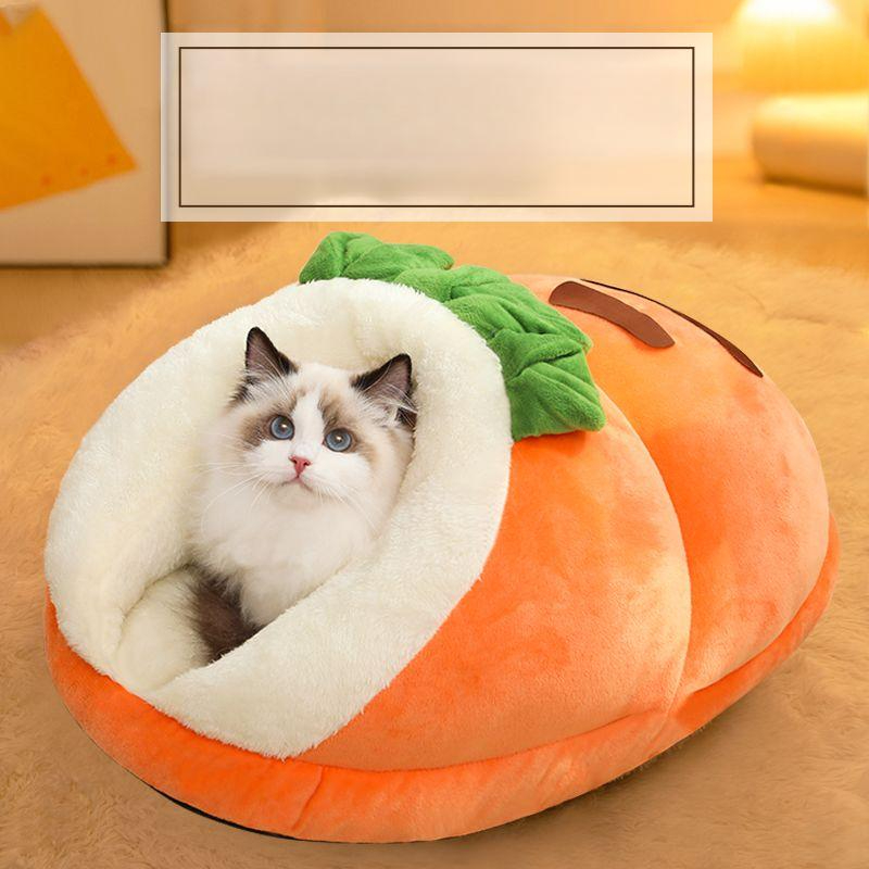 고양이 집 단열 난방 애완동물 애견 겸용 숨숨집 실내용 1단계 두꺼운 당근 M 4.0kg 이하 - 상품 이미지