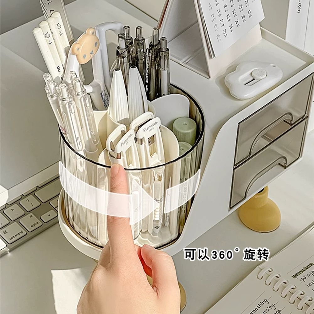 투명필통 회전식 학생필통 용품 필통 사무실 메쉬 책상필통 - 상세 이미지 4