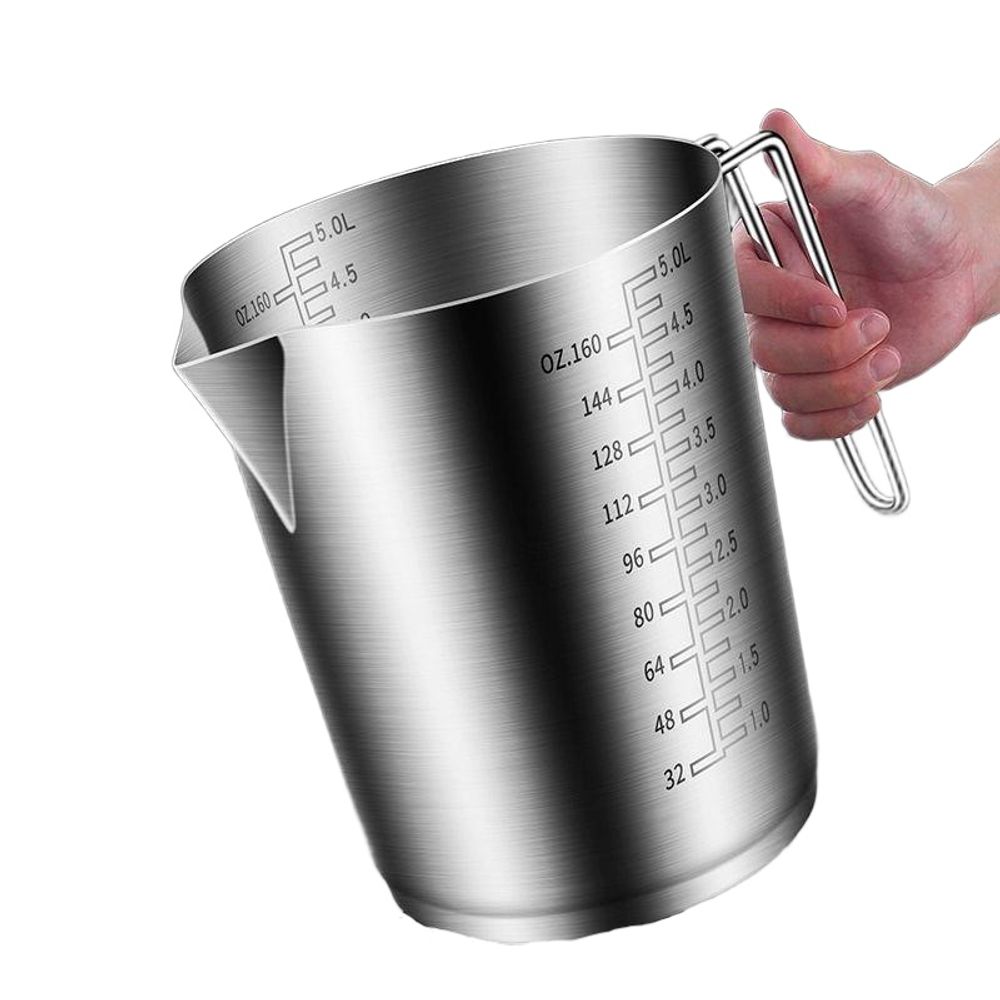대형계량컵 3L 5L 스텐 스틸 비이커 측정 뚜껑있는 대용량컵 - 상품 이미지