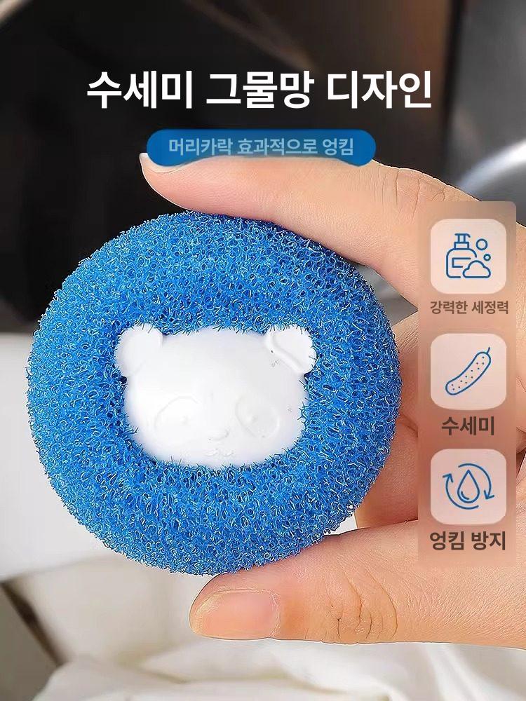 세탁용 양모볼 털빠짐방지 먼지제거 울볼 정전기방지 시트 혼합 4개입 360도 강력 흡착 - 상세 이미지 4