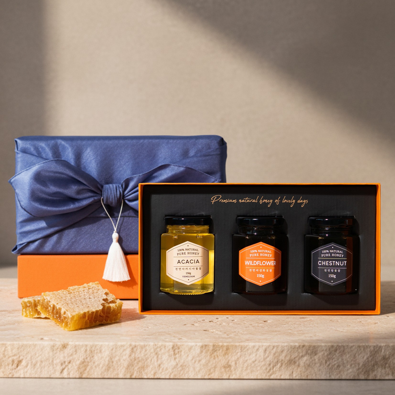 예밀담 설 선물 설날 꿀 세트 벌꿀 국산 단체 기업 3종 아카시아 야생화 밤꿀 제품 이미지