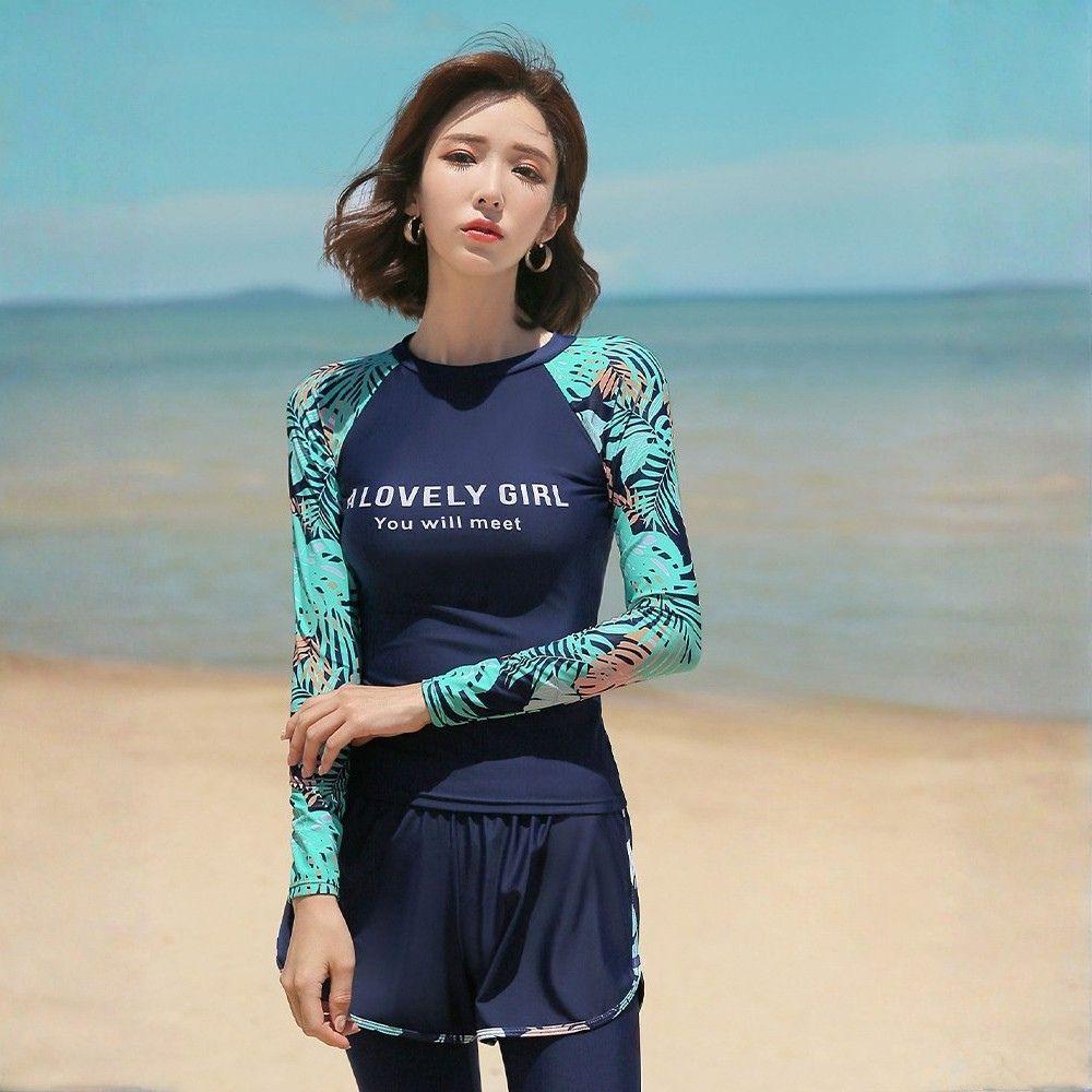 래쉬가드 일반 핏 (쓰리피스 여성 수영복) 서핑 해변 - 상세 이미지 2