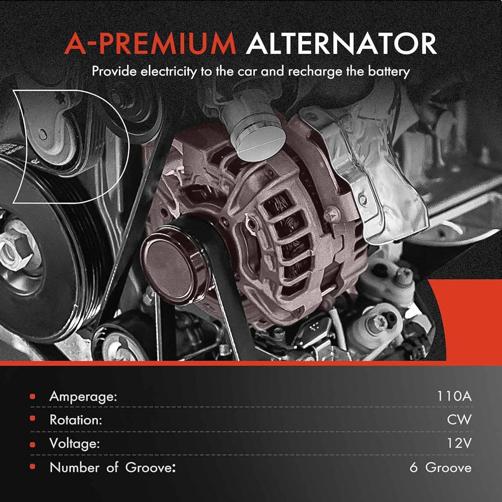 포드 포커스 2004 2.0L, 12V 110A 6그루브 클러치 풀리 시계 방향, 교체 # 2M5V-10300-AA, 2M5Z-10346-AB와 호환되는 A-프리미엄 얼터네이터 - 상세 이미지 2