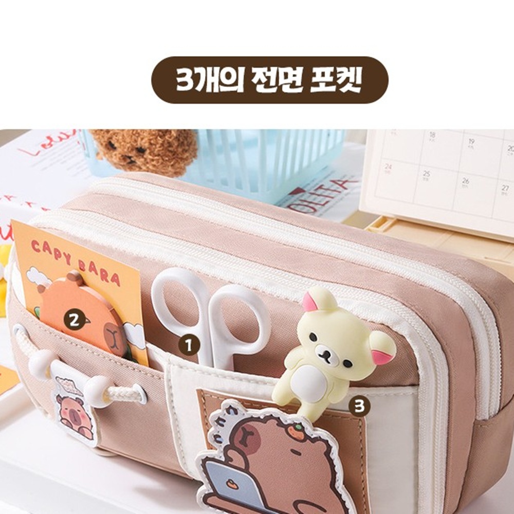 투지퍼 대용량 필통 학생용 패브릭 펜파우치 수납 박대표마켓 이미지 6