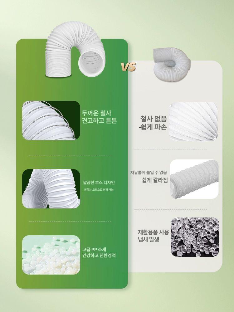 이동식 에어컨 호스 배기관 연장 냉각 공기 범용 차박용 직경 13mm 0.5m 왼쪽 회전 - 상세 이미지 5