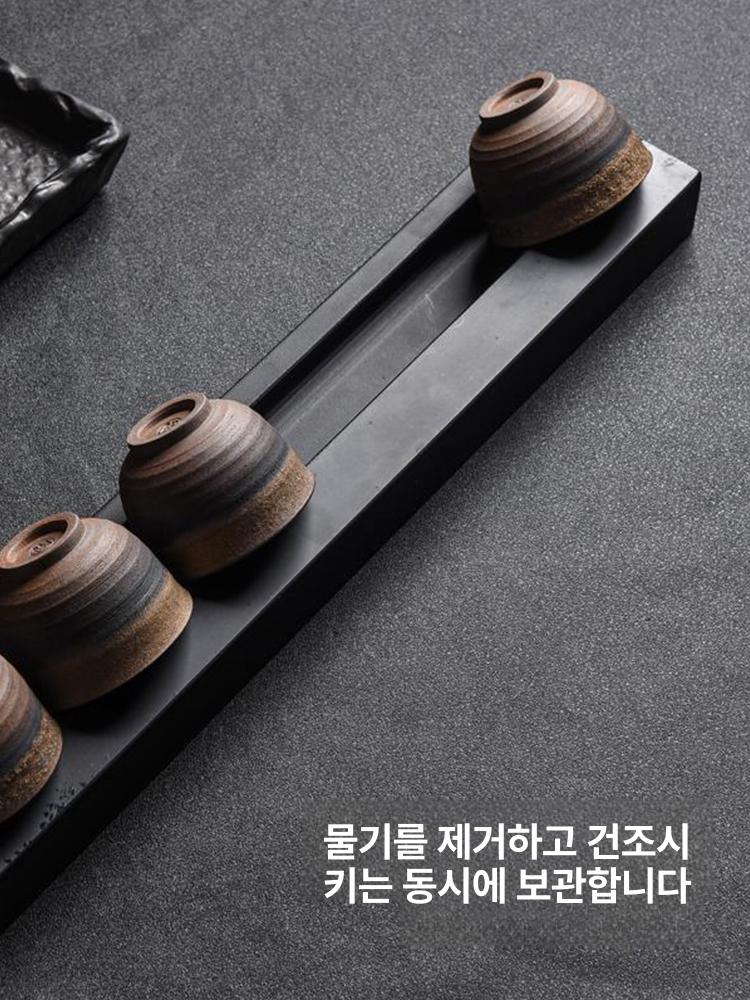 찻잔 진열대 도자기 흑금석 다도용 찻상 전시용 황화리 모조 흑금석 단일칸 37 x 7 37x7x3cm - 상세 이미지 4