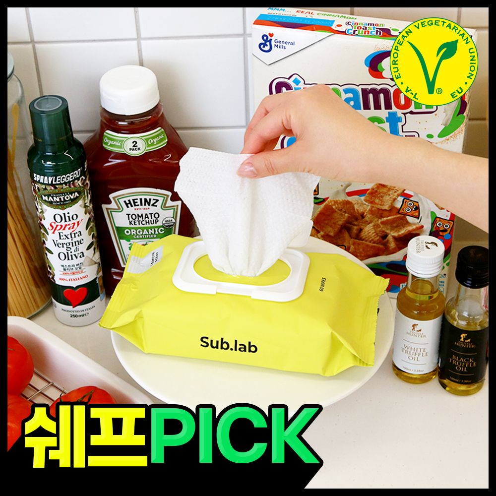 서브랩 쉐프PICK 주방 기름때 인덕션 클리너 티슈 60매, 10개 - 상세 이미지 2