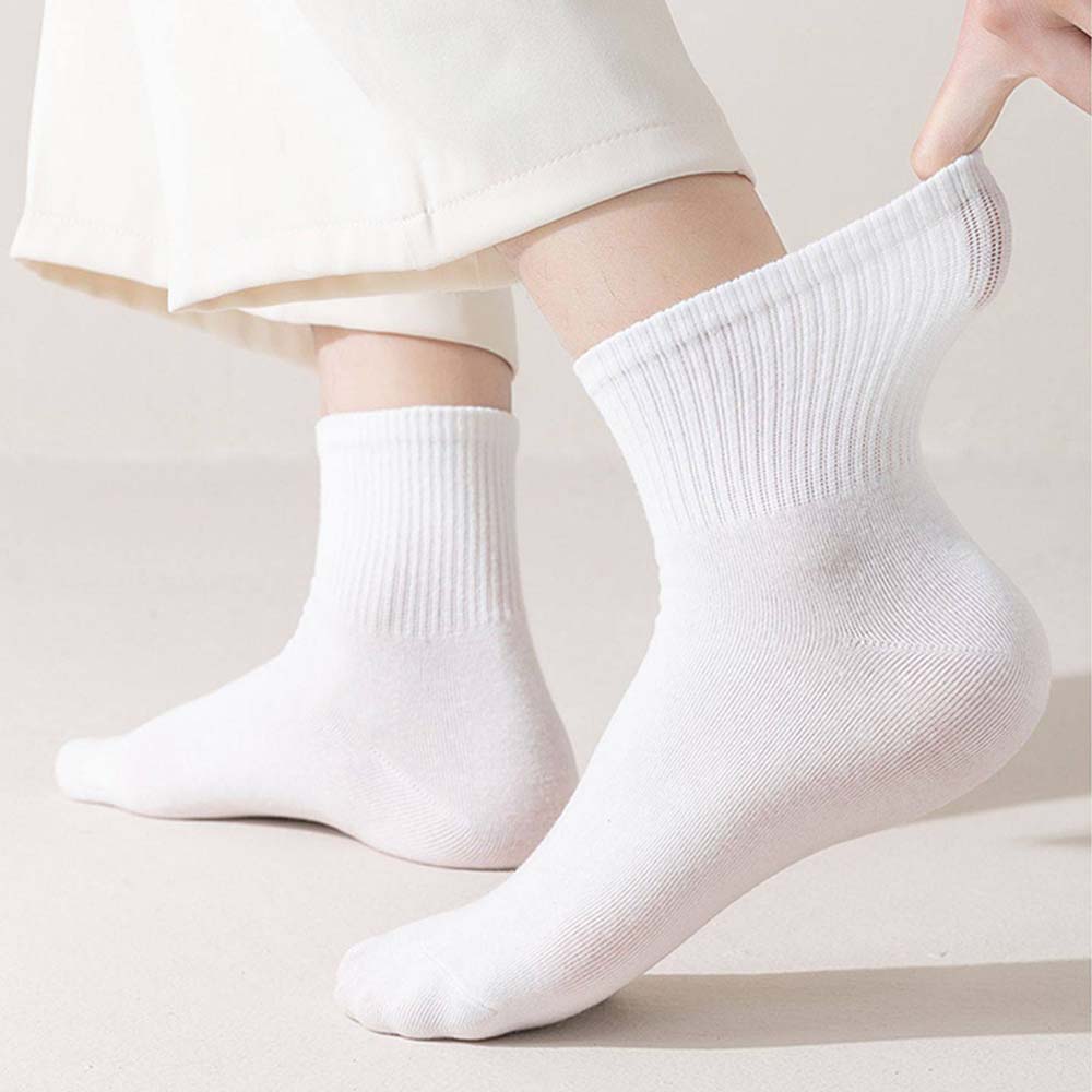 에멜강스 여자 남자 골지 학생양말 8켤레 단목 면 무지 교복 검정 흰 양말 세트 이미지 3