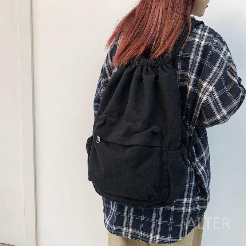스님가방 배낭 명상 평신도 캔버스 대용량 백팩 빈티지 숄더백 블랙 - 상품 이미지