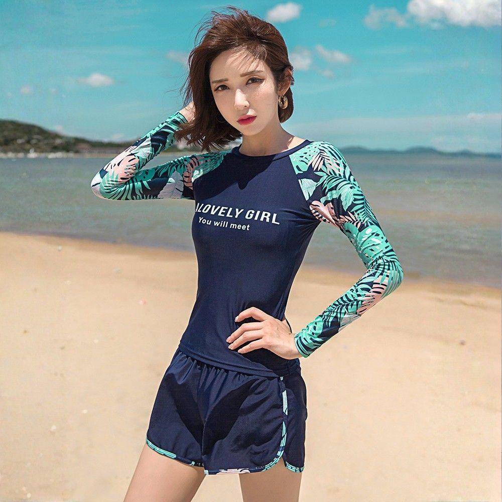 래쉬가드 일반 핏 (쓰리피스 여성 수영복) 서핑 해변 - 상세 이미지 3