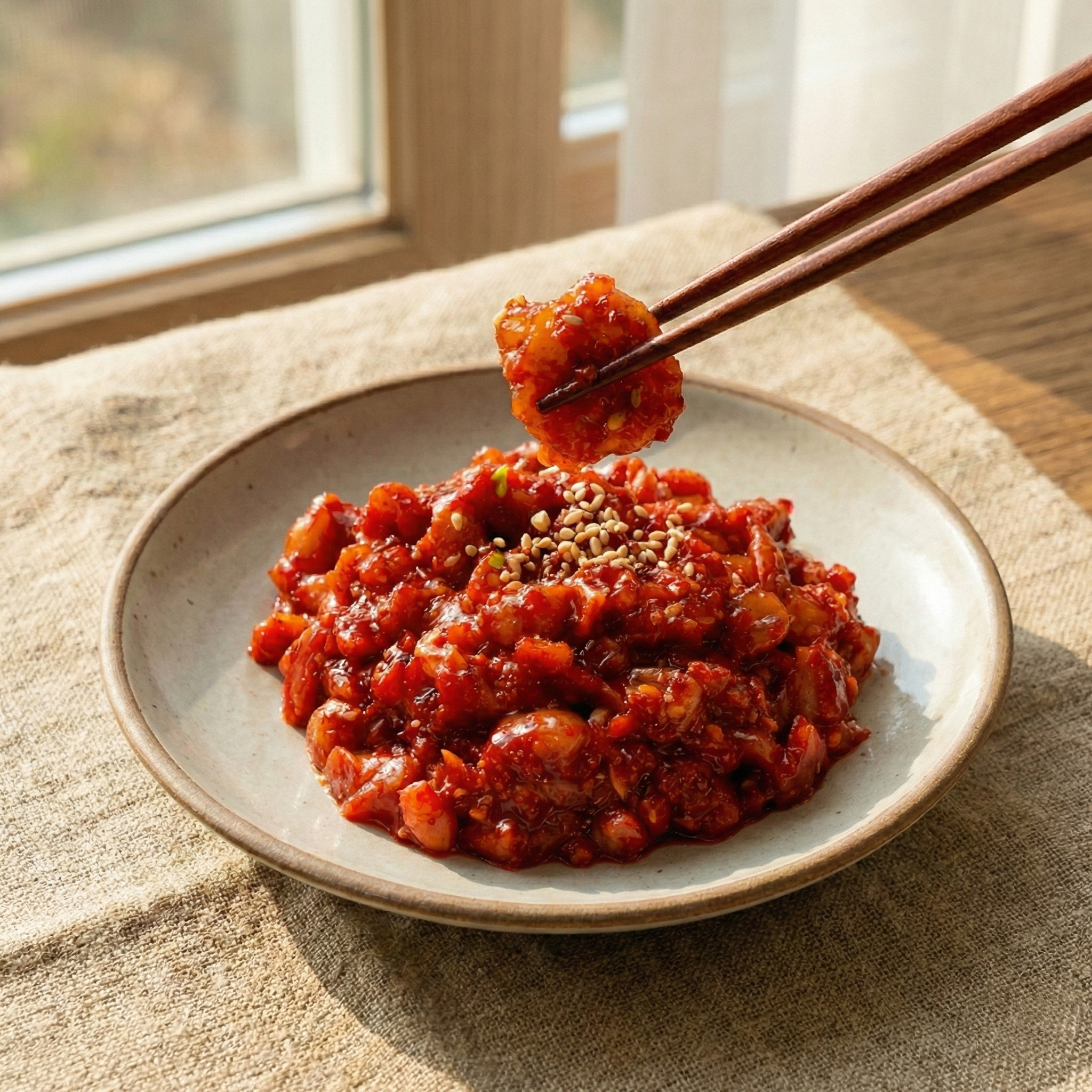 비빔 창난젓갈 특창란젓 무침 양념 반찬 밥도둑 - 상품 이미지