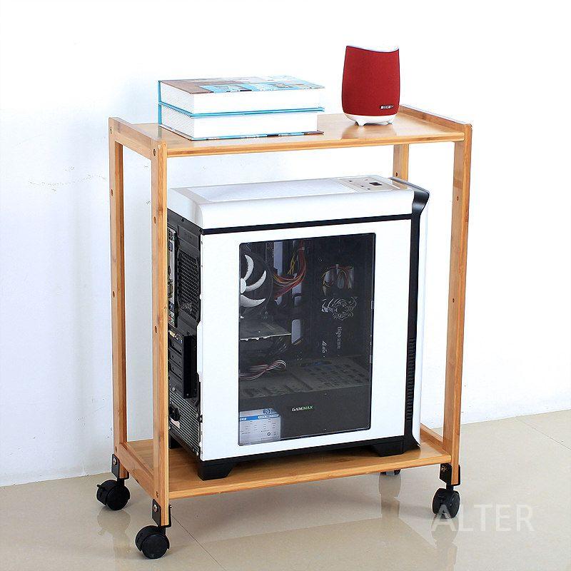 데스크탑 선반 컴퓨터 프레임 트롤리 본체 2단 월넛 폭 52cm 2단 프레임 - 상세 이미지 2