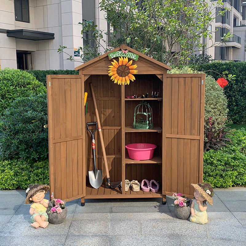 야외 농막 창고 수납 전원주택 소형 간이 조립식 보관함 이동식 수납장 정원 녹색 61x54.5x158cm - 상세 이미지 3