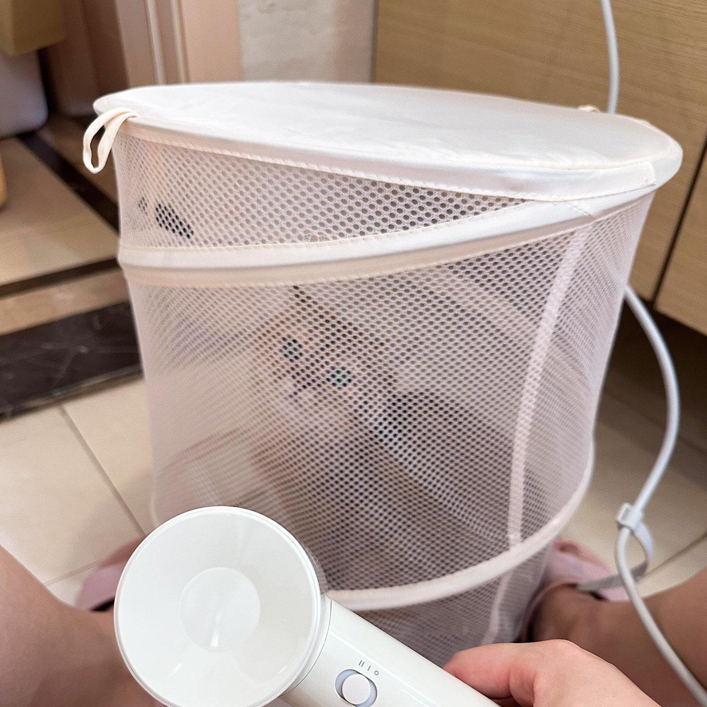 고양이 접이식 목욕 건조 가방 소형견 방지 용품 베이지 건조 가방 뚜껑포함접이식38 x 36cm - 상세 이미지 3