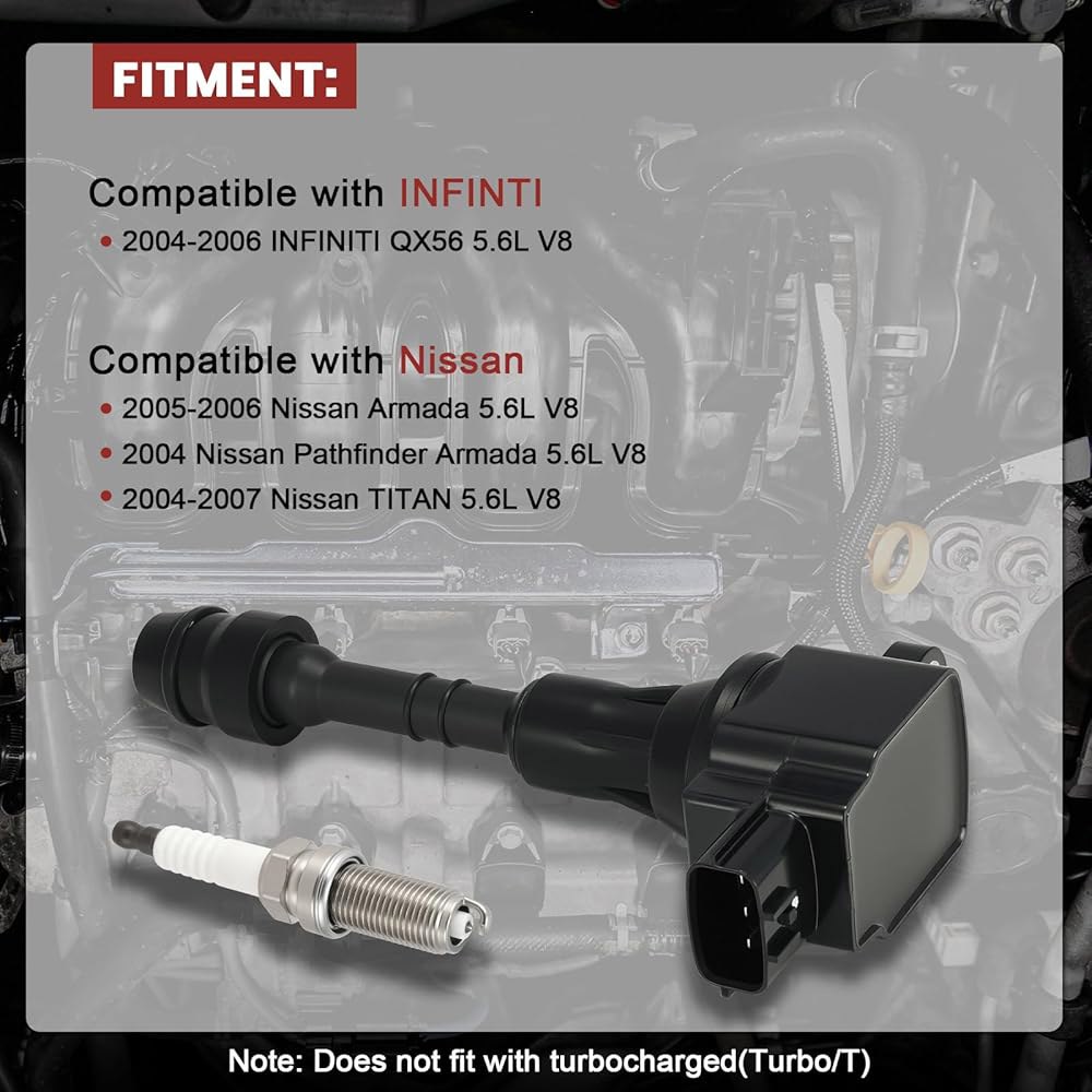 UF510 점화 코일 팩 및 이리듐 플러그 8개 세트 Infiniti QX56 닛산 아르마다 패스파인더 타이탄 V8 5.6L, Replace#, UF482, 22448AR215와 - 상세 이미지 2