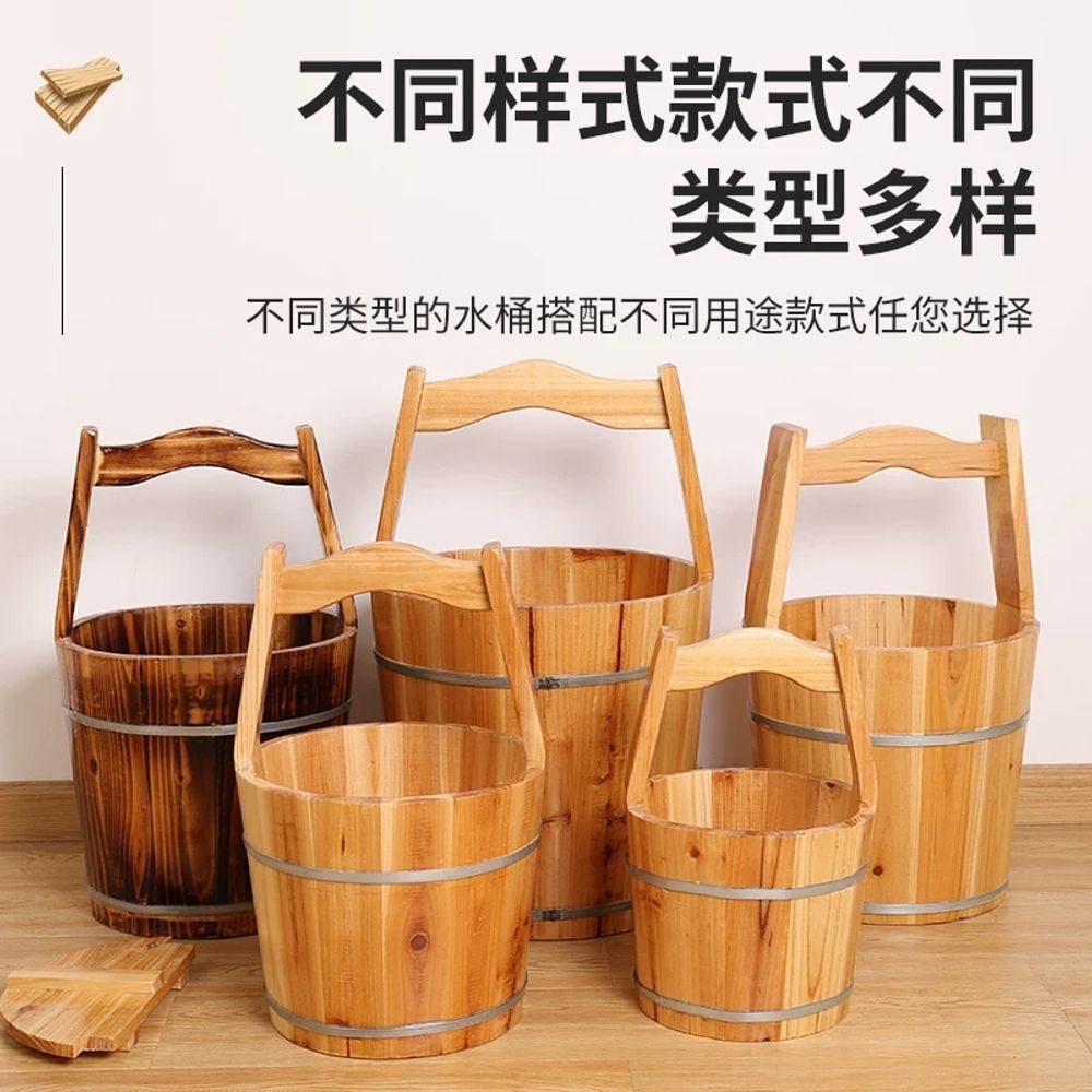 히노끼바가지 샤워 원목 양동이 욕실 대야 목공소 물주걱 - 상세 이미지 2