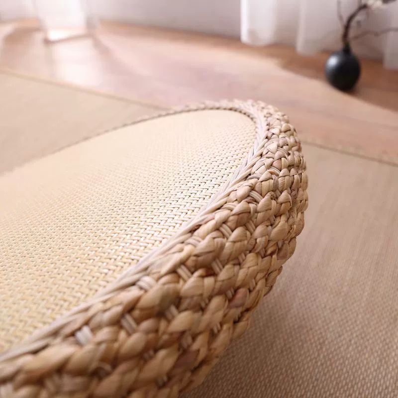 원형 라탄 양반다리 손님용 명상 카페용 다다미 요가 짚 라운드 내추럴 미디엄 50 x 50x8cm - 상세 이미지 5