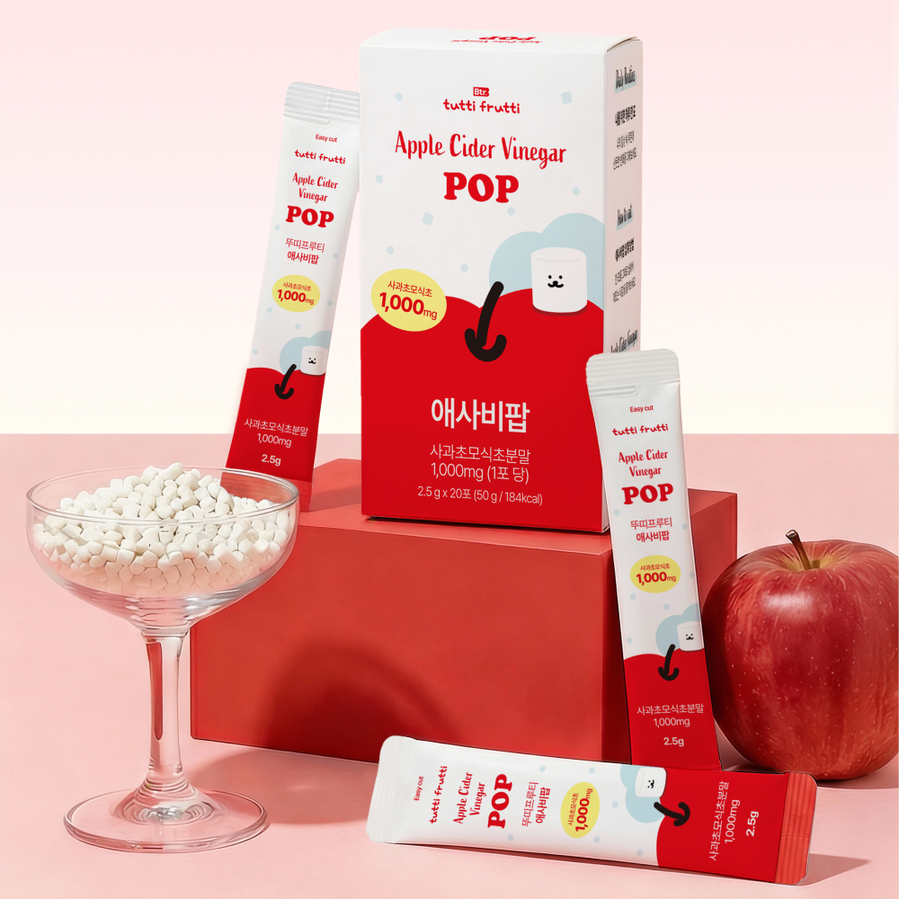 뚜띠프루티 애사비 씹어먹는 애플사이다비니거 알약 캔디 스틱 20포, 2개 - 상세 이미지 2