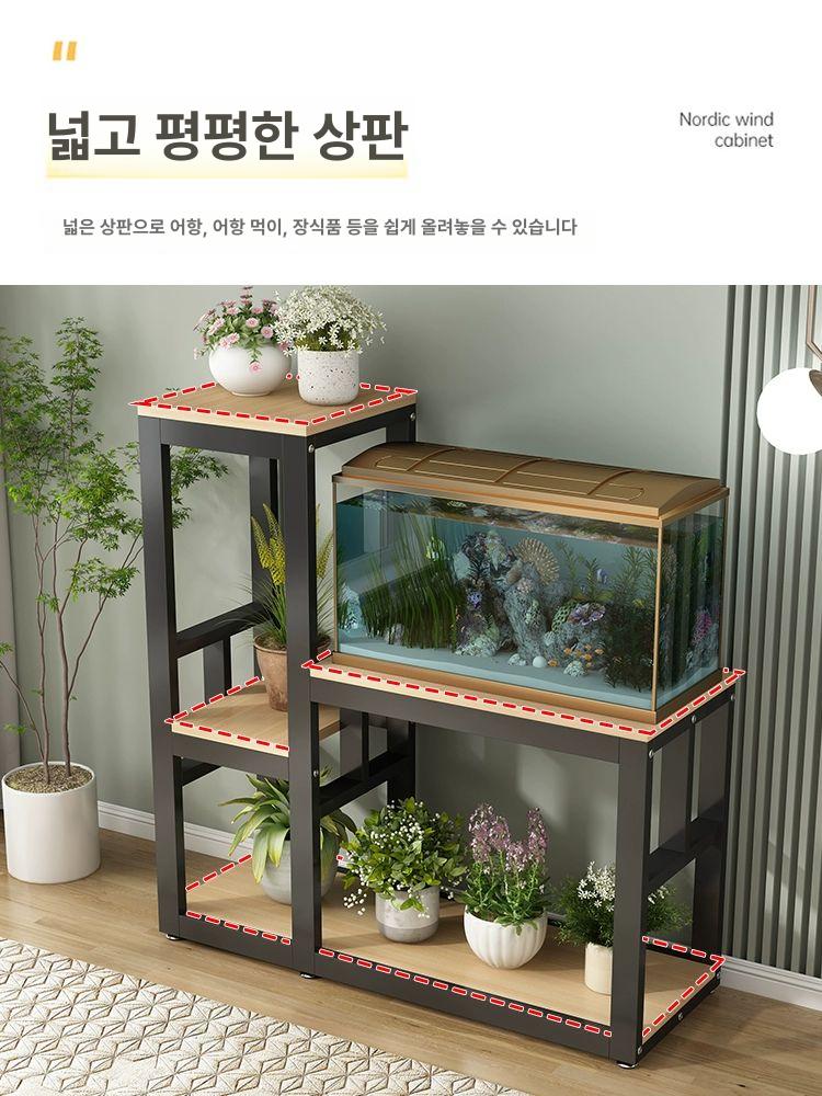 스탠드 수납형 캐비닛 수조 받침대 물고기 거치대 조립식 블랙 프레임+화이트 50 x 30x70cm - 상세 이미지 5