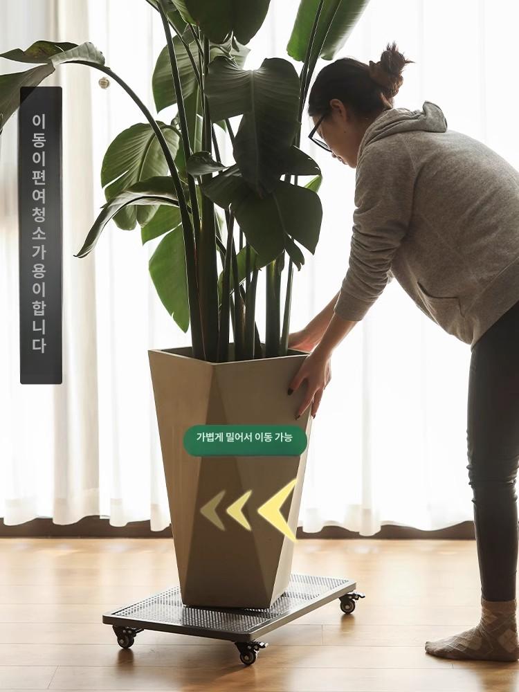 이동식 화분받침대 실내용 바퀴형 대형 베란다 화분대 스퀘어 블랙 중형 메쉬포함 - 상세 이미지 2