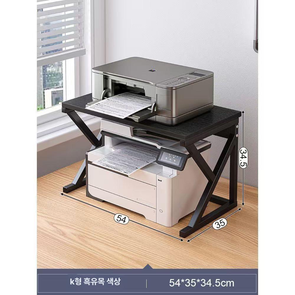 프린터 수납장 파일 보관함 테이블 복합기 수납 이동식 3단 헤어라인 블랙오크+블랙프레임 14e - 상세 이미지 3