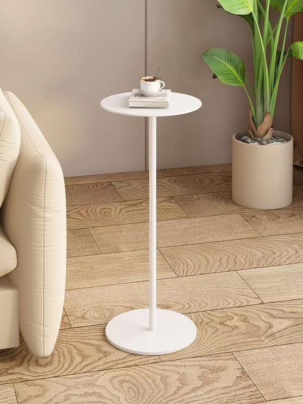 사이드 중앙 협탁 초미니 티테이블 철제 소파 침대 원형 화이트 중앙봉 높이 58cm - 상품 이미지