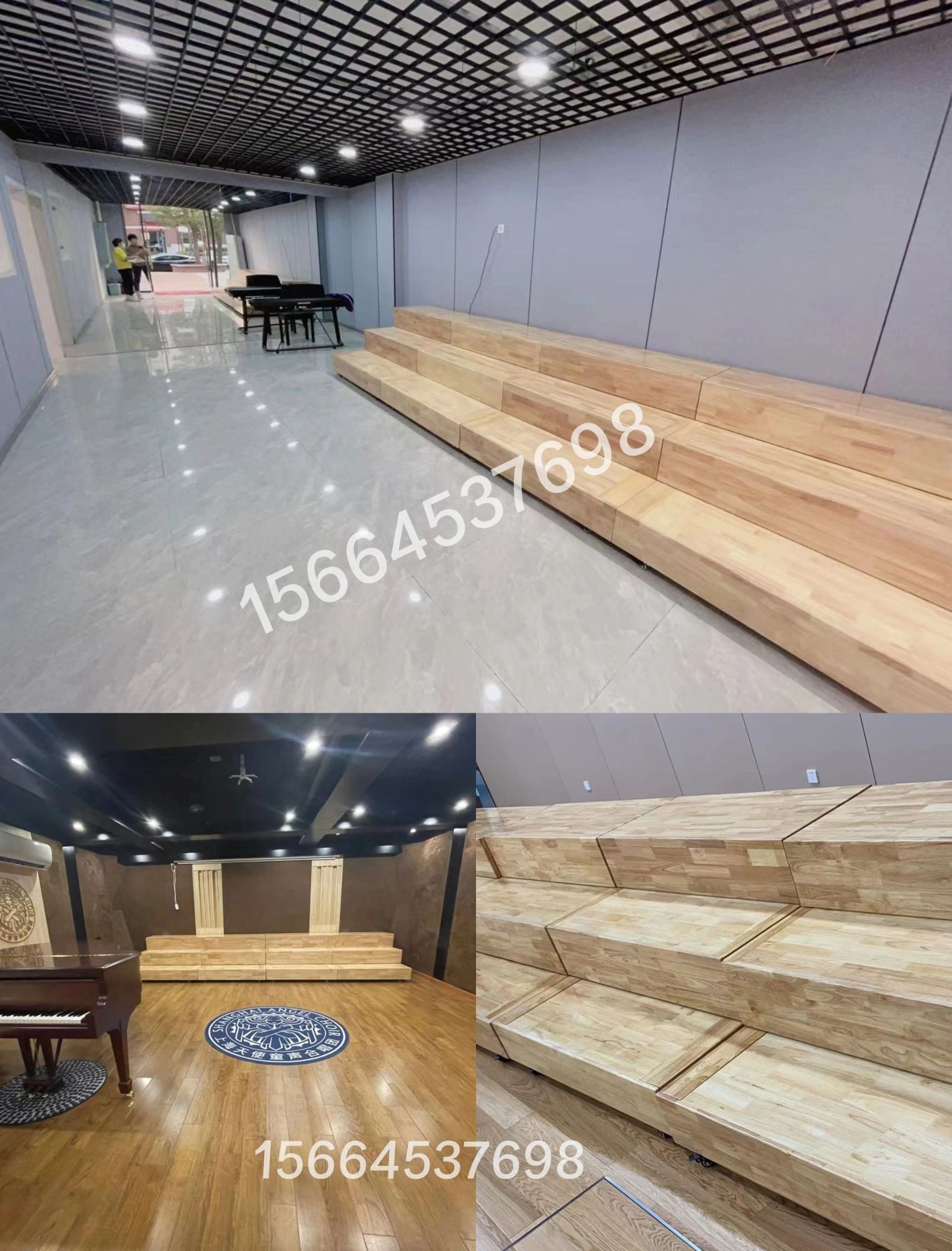 계단식 단상 접이식 조립식 이동식 행사용 플랫폼 부착형 4단 원목 합창대 120 160x80 - 상세 이미지 2